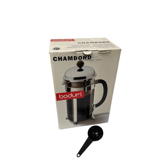 Bodum Chambord French Press Coffee Maker 34 Oz Stainless Steel & Glass With Scoo - Picture 3 of 12